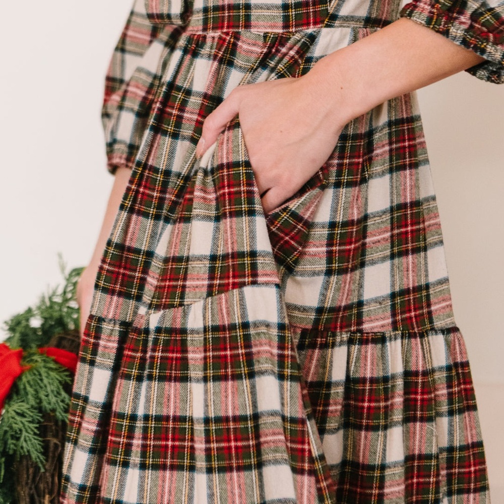 Ivy City Co Merry Plaid Dress - Red, Green, White - Picture 8 of 8